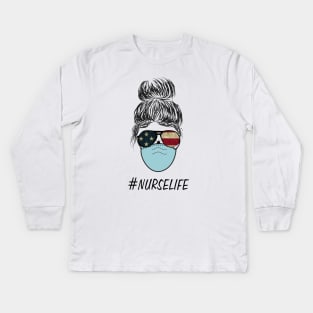 Nurse Life with face mask Kids Long Sleeve T-Shirt